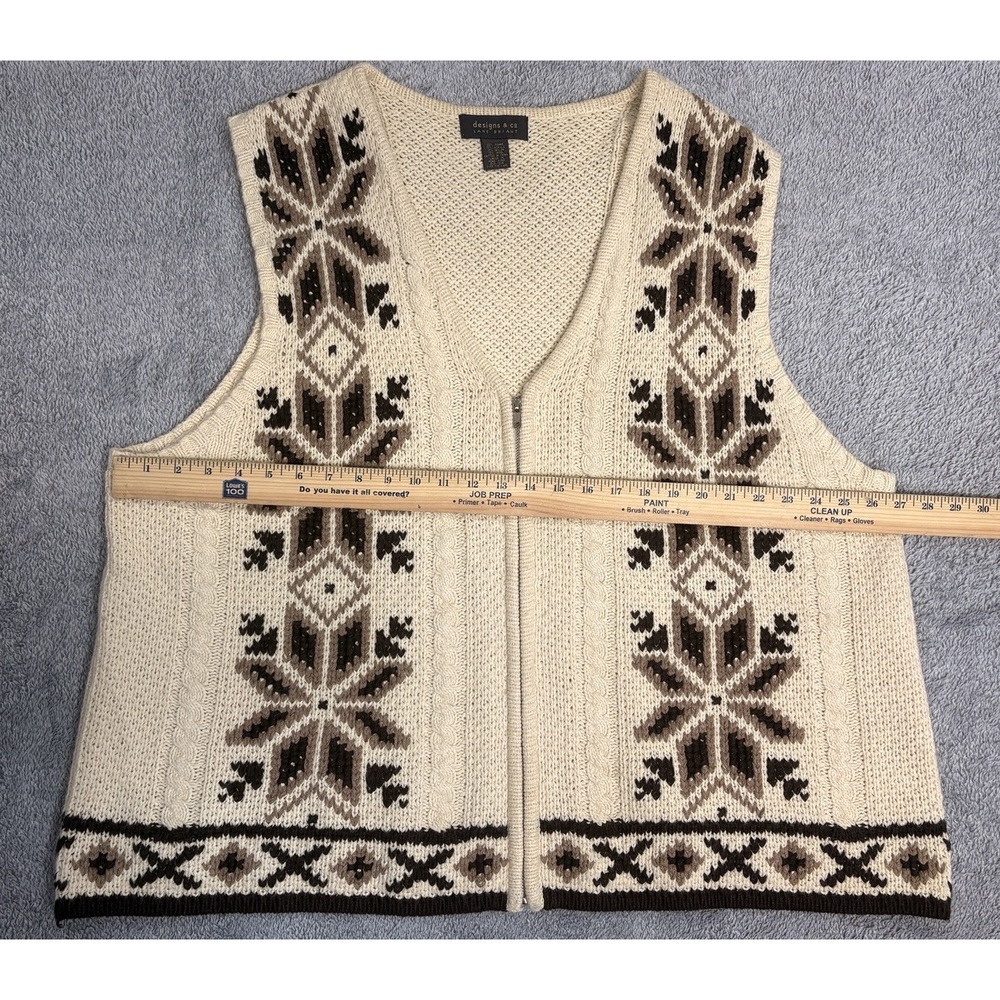 Vtg 90s Lane Bryant Designs & Co Fair Isle Zip Cableknit Sweater Vest Size 22/24 - Picture 6 of 8